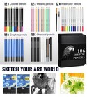 106-piece Art Supplies Sketching Kit With 3-color Sketch Book  Coloring Book    