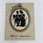 Vintage Mid Century Christmas Greeting Card Silhouette Victorian Couple In Frame