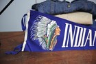 Vintage Indian Lake Ohio Felt Wool Pennant Flag Sign School Banner Blue