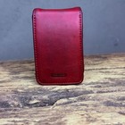 Vintage Coach 4736 Red Leather Double Lipstick Case Mirror Brass Snap Holder