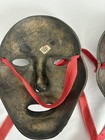 Set Of 2 Vintage Solid Brass Face Mask Masquerade Mardi Gras Wall Decor India 6 