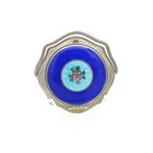 Vintage Deco Era Compact With Handle Blue Enamel