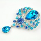 Large Light Blue Silver Rhinestones Brooches Pin Teardrop Brooch Fashion Diy