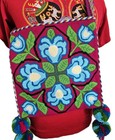 Rare Contemporary Huichol Textile Hand Embroidered Blue Flower Bag 