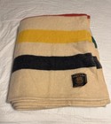 Vintage Early   s Whitney Point 4 Point 100  Wool Blanket Made In England 68x84