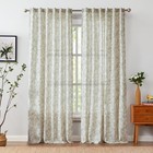 Vangao Green Floral Linen Blend Curtains For Living Room 84 Inches Long Farmh   