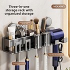 Suction Cup Toothbrush Holder Wall Mounted Bathroom Shelf 4 Cups   Shaver Rack