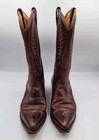 Vtg Boulet Canadian Brown Etched Leather Cowgirl Boots Square Toed Size 7 5 