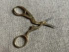 Vintage 3 1 2  Tiny Stork Embroidery Sewing Needle Point Scissors Sharp See Pics