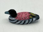 Hand Painted Carved Wooden Duck Miniature Decoy Glass Eyes Small Lot Of 2
