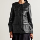 Women s Leather Utility Jacket Real Lambskin Black Collarless Flap Pocket Casual