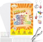 229 Pcs Shrinky Dink Sheets Kit  Shrink Paper Keychain Kit With 20 Pcs Shrink   