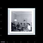 Old Vintage Square Photo Man Women Sitting In Living Room Found Snapshot