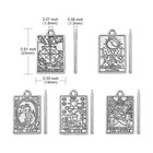 50pcs Tibetan Tarot Charms Silver Metal Rectangle Divination Card Charms For Diy