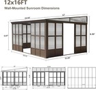 Domi Outdoor 12x16ft Wall Mounted Sunroom With Pc Roof   Lockable Sliding Doors