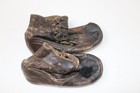 Antique Vintage Brown   White Leather Lace Up Toddler Shoes  2 Pair   