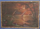Antique Oil Painting Seascape Boats Signed