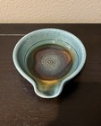 Beautiful Art Pottery Spoon Rest Blue Glazed Swirls 