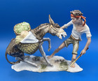 Kaiser Germany Decorated Porcelain Figurine Of A Boy And A Stubborn Donkey