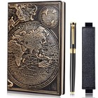  Vintage Embossed Leather Notebook Travel Journal-daily Notepad-business Map