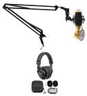 Rockville Pc Gaming Streaming Twitch Bundle Rcm02 Microphone headphones boom Arm