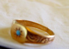 Tiny Baby Ring Turquoise Stone 10k Solid Gold Vintage Perfect For Boy Or Girl