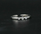 0 05ct Lab Created Diamond Thee Stone Adjustable Womens Toe Ring 14k Gold Plated