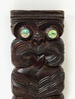 Vintage New Zealand Maori Tiki Figure Hand Carved Wood Signed Tatau Tatau