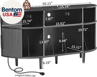 Large Record Player Stand  55   Wood Vinyl Record Storage Cabinet With Charging