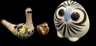 Vintage Tonala Mexico Pottery Birds Owl Figurines Hand Painted Folk Art Set