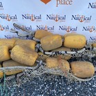 4 X Authentic Used Fishing Net Floats On Rope   Old Vintage Nautical Decor 