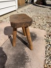 Vintage Primitive Rustic Brown Wooden 3-leg Milking Stool 8 5x6x11 In