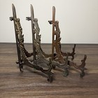 Vintage Ornate Hinged Brass Scrolled Floral Design Tabletop Display Stands