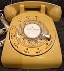 Vintage Itt Yellow Rotary Dial Desk Telephone Retro Mcm School Prop Untested