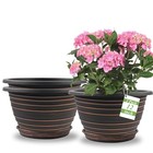 12 Inch Plastic Flower Pot  3 Pack 12inch Red Brown