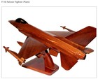 F-16 Falcon Fighter Aircraft Handcrafted Solid Natural Mahogany Model Airplane