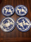 Four 7       Occupied Japan White royal Blue Swirling Dragon Porcelain Fruit Plates
