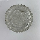 Vintage Round Beveled Glass Lidded Casket Brass Footed Jewelry Trinket Box