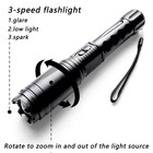 Stun Gun Black 500 Bv Metal Rechargeable Led Flashlight With Window Breaker