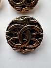Set Of 4 Chanel 18mm Antique Gold-tone Buttons     Interlocking Cc  Vintage Wear