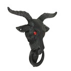 Scratch   Dent Black Enamel Cast Iron Baphomet Goat Head Decorative Doorknocker