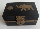 Vintage Brass Wooden Small Elephant Trinket Box 3  x2   Chelsea    Made In India