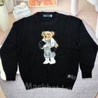 Polo Ralph Lauren Women   s Small Bear Sweater Cotton Pullover Black Open Knit 