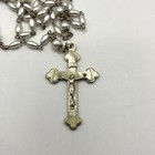Vintage Freshwater Pearl Rosary Beads Sterling   Mother Of Pearl Crucifix Inri