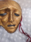 Vintage Mask 3 Face Tragedy Gold Plaster Mache Art Signed