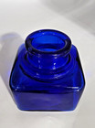 Nice Old Antique Square Cobalt Blue Glass Inkwell   No Chips 