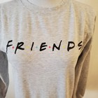 Love Tribe Grey Friends Crew Neck Warm Fleece Sweater Juniors Size Small Euc