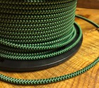 Black   Neon Green Cloth Covered 3-wire Round Cord - Vintage Fabric Power Cable