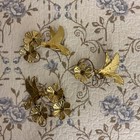 Vintage Brass Hummingbird Wall Decor Set Of 3 Gold Tone Metal Art Excellent