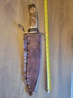 Large  Civil War  style  Stag Handle Bowie Knife W custom Sheath 